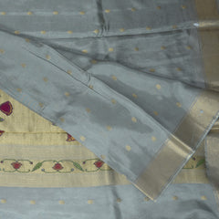 4472 semi tussur ash saree with jari boarder