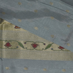4472 semi tussur ash saree with jari boarder