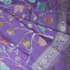 4474 Benarasi crepe silk lavender saree with jari boarder