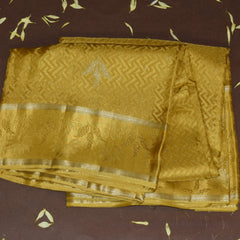 4478 Crepe mashroo silk benaras mustard yellow with jari work