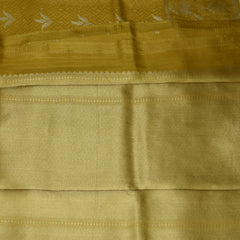 4478 Crepe mashroo silk benaras mustard yellow with jari work