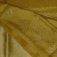 4478 Crepe mashroo silk benaras mustard yellow with jari work