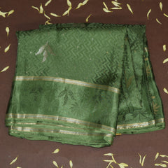 4479 crepe mashroo benara leaf green saree with jari work