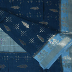 4483 benaras silk teal blue saree with sky blue jari boarder
