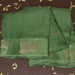 4485 crepe mashroo benaras leaf green saree with jari motifs
