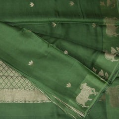 4485 crepe mashroo benaras leaf green saree with jari motifs