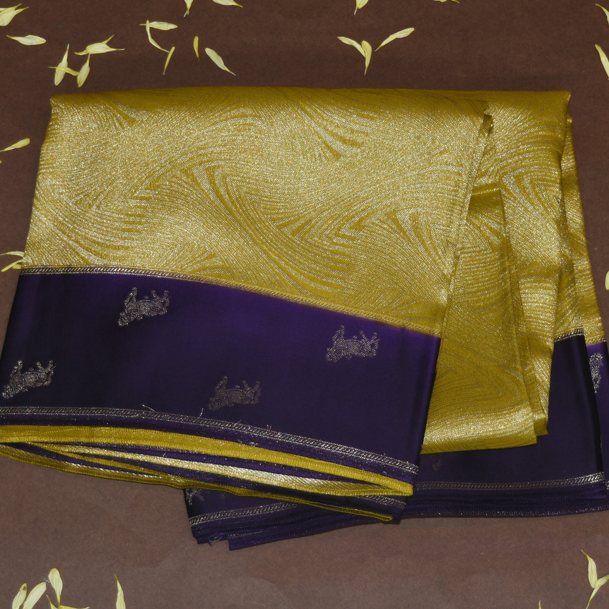 4491 benaras silk lemon yellow saree with blue boarder