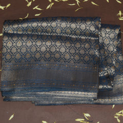 4493 benaras silk navy blue saree with full jari work