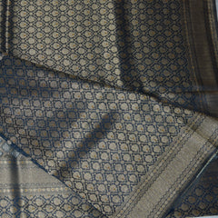 4493 benaras silk navy blue saree with full jari work