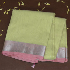 4498 benaras super net light green saree with jari boarder