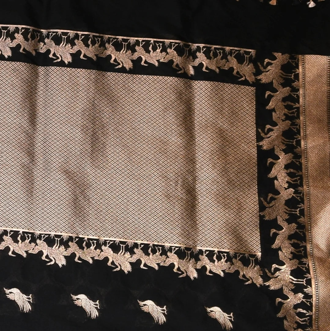 Banarasi Art Silk Black Saree Jari Boarder with Blouse