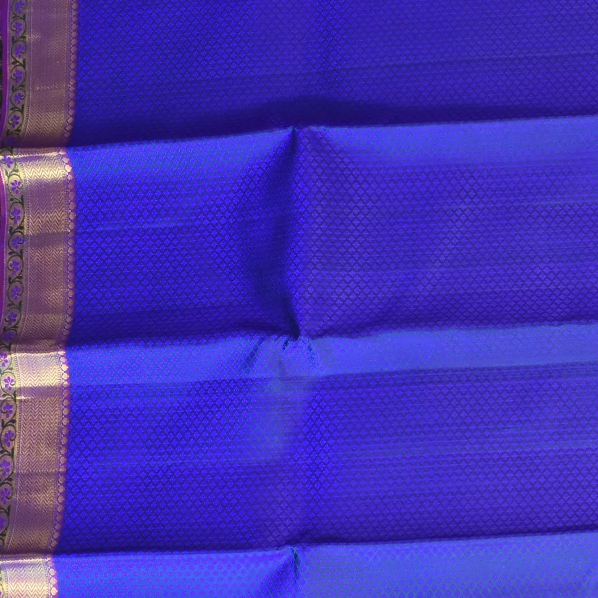 Kanchipuram Silk Electric Indigo Saree with Blouse