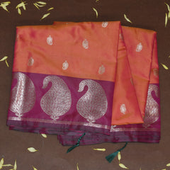 4501 Semi silk orange and pink mix with jari boarder