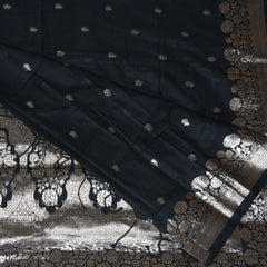 4522 Semi silk black saree with jari boarder