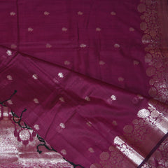 4523 semi silk rani pink saree with jari work