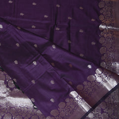 4526 Semi silk dark purple saree with jari boarder