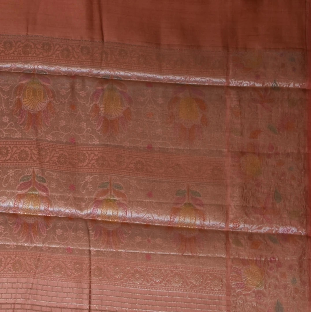 Banarasi Peach Saree with Blouse