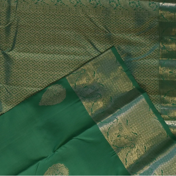 Kanchipuram Silk Teal Green Saree with Blouse