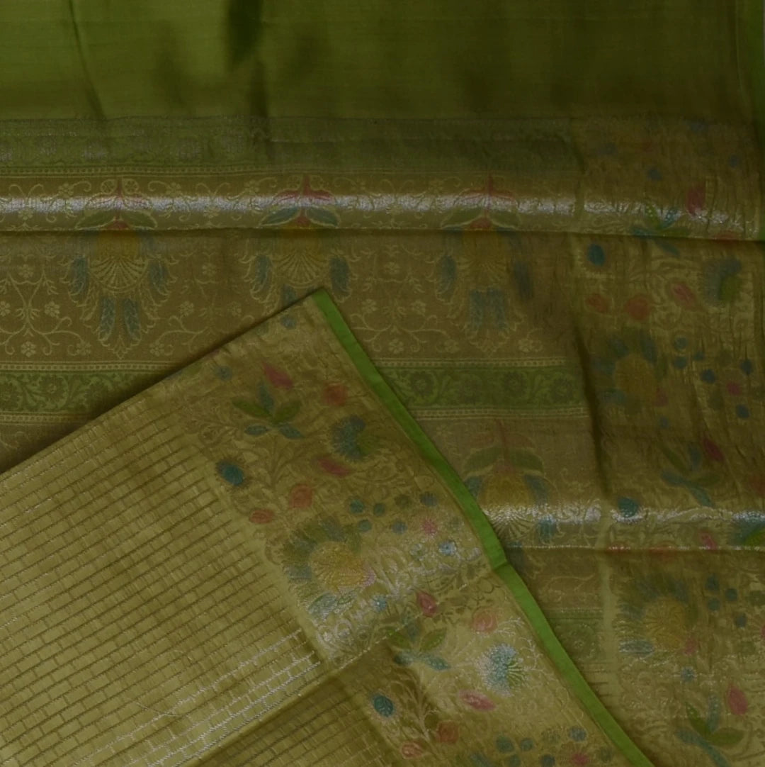 Banarasi Pista Green Saree with Blouse