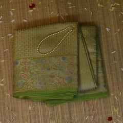 Banarasi Pista Green Saree with Blouse