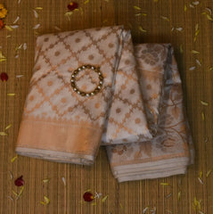 Banarasi Pure White Jari Boarder with Blouse