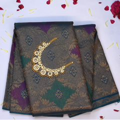 Kanchipuram Silk Taupe Gray Saree with Blouse