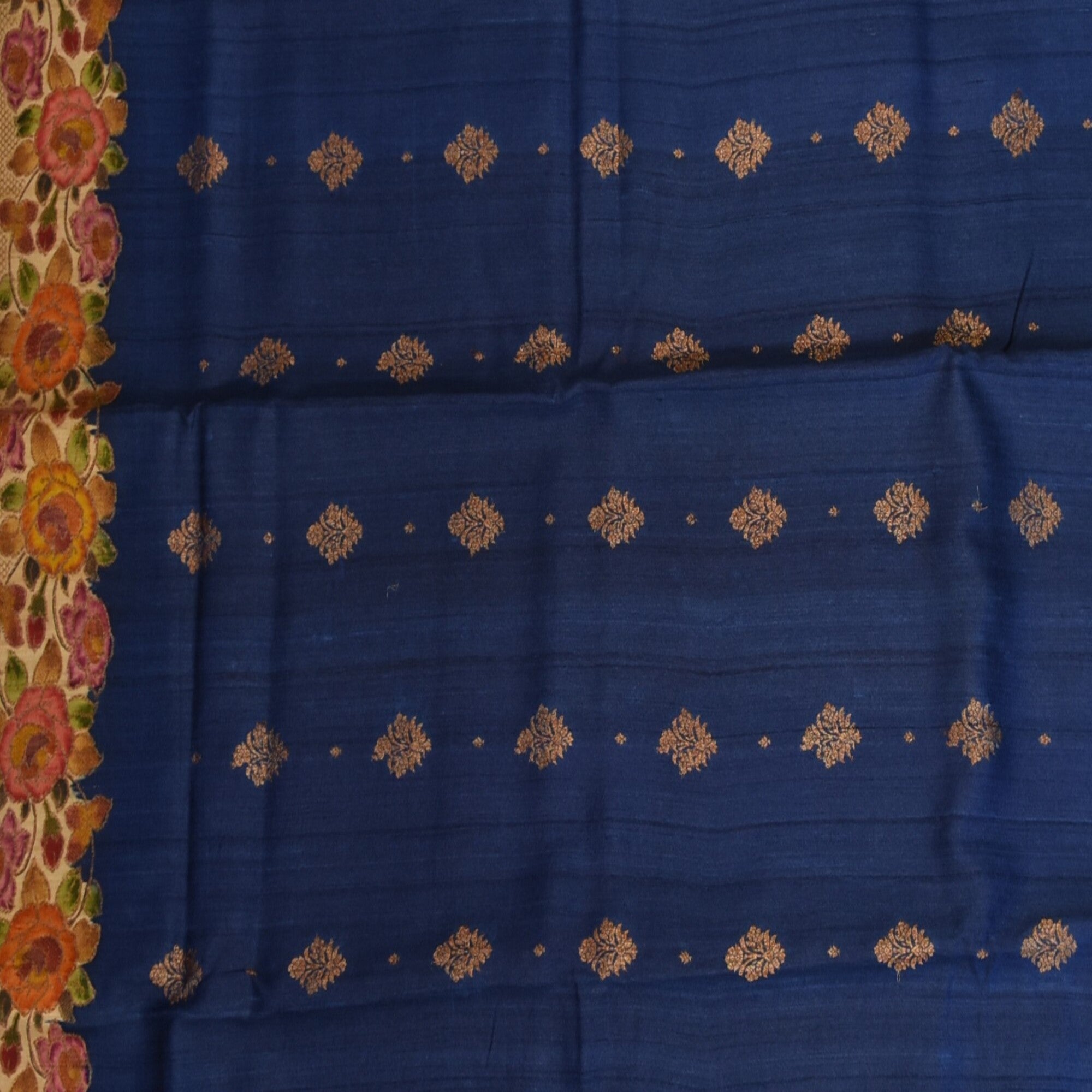 Benarasi tussar georgette navy blue saree with thread work boarder