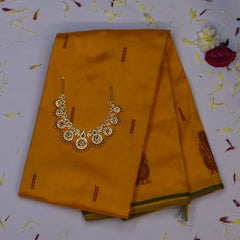 Kanchivaram silk Bronze Orange Saree with Blouse