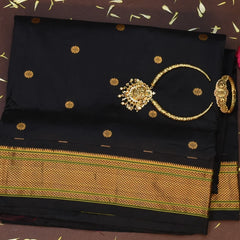 Gadwal paithani pure silk Shadow Black Saree with Blouse