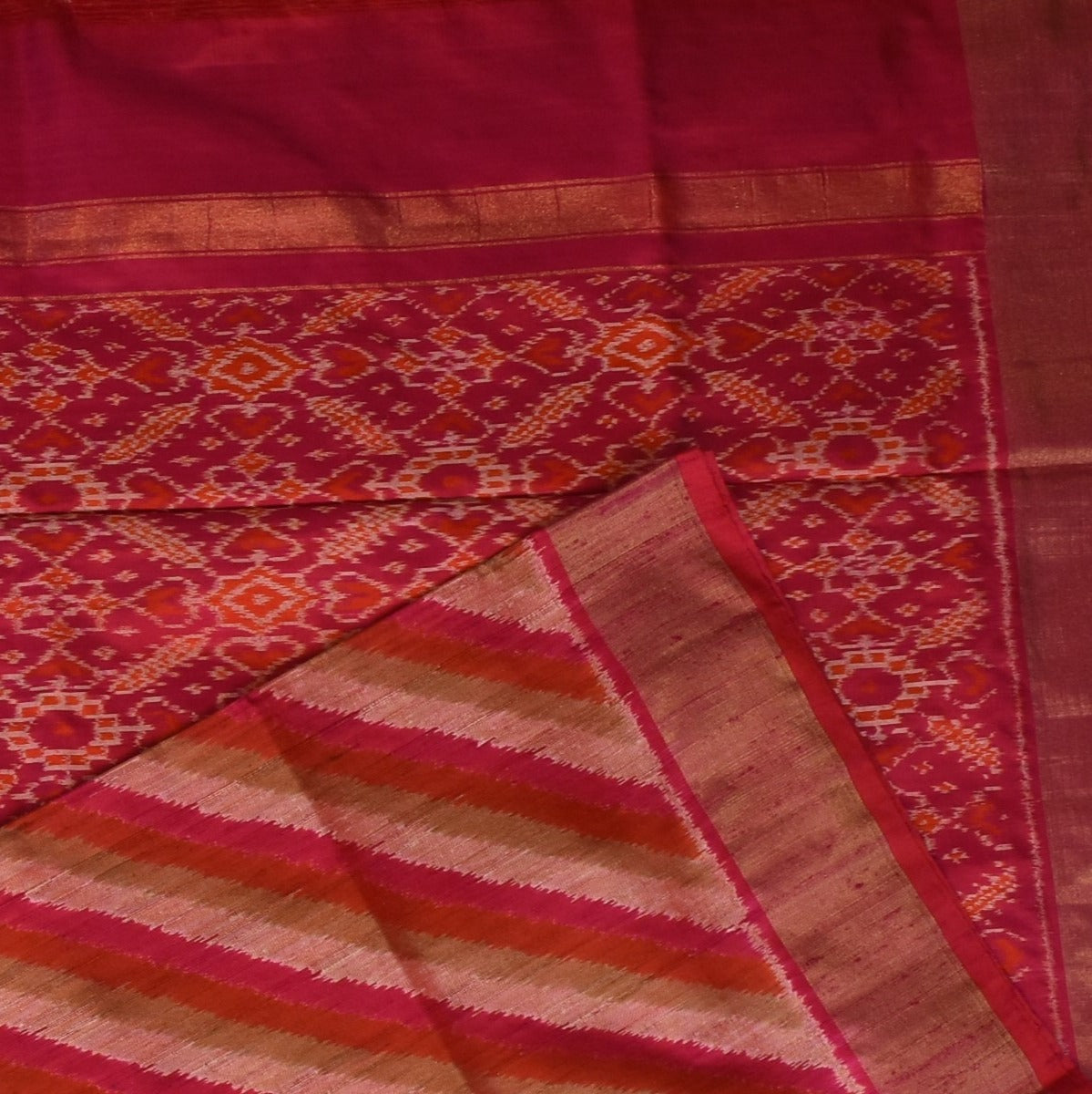 Pochampally ikkat Deep Merlot Saree with Blouse