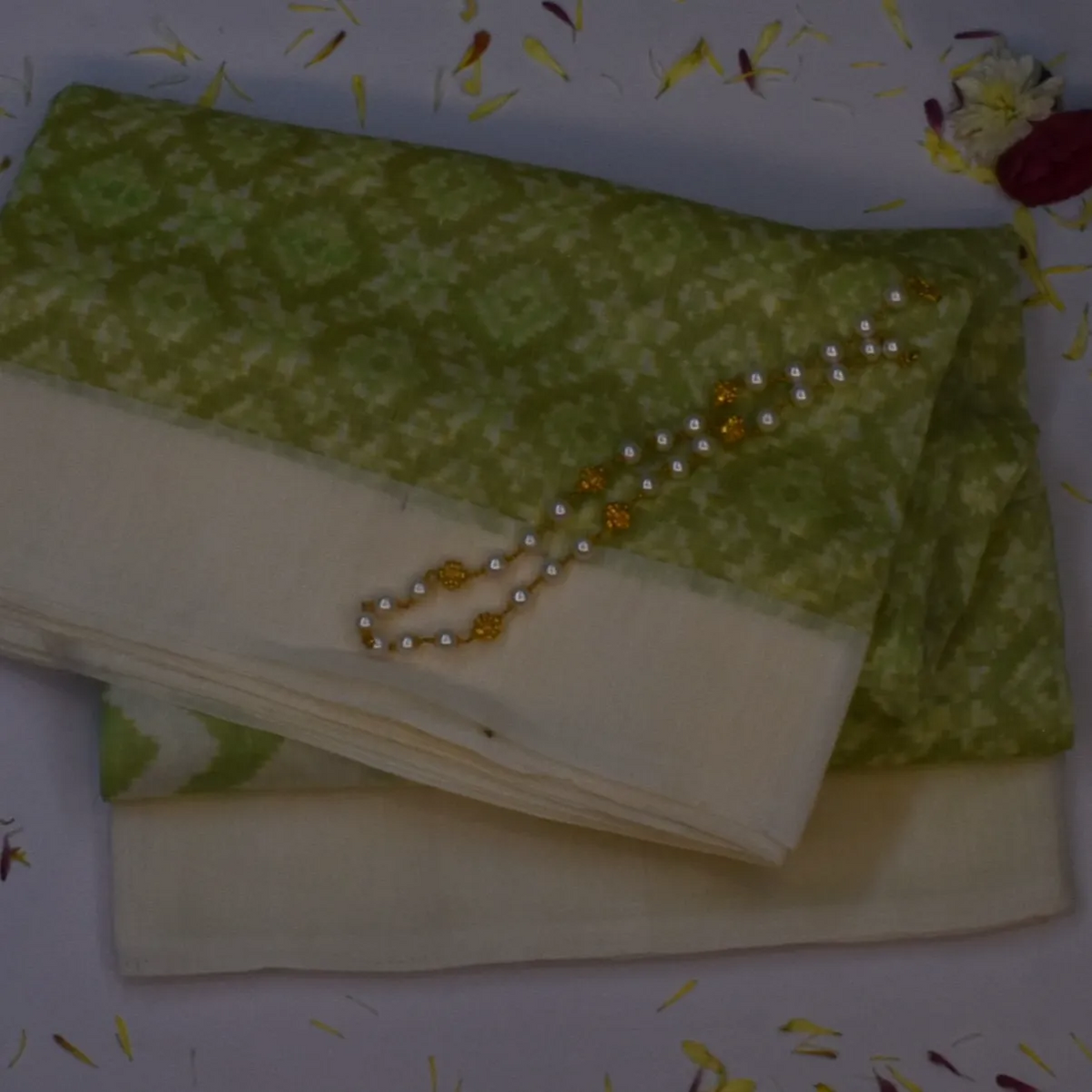 Pochampally ikkat Olive Drab Saree with Blouse