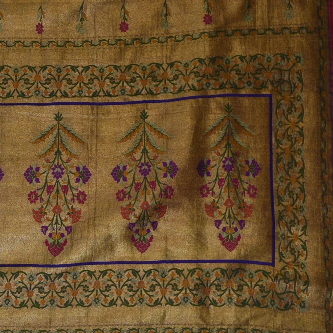 Banarasi Tussur Georgette Purple Saree With Paithani Boarder with Blouse