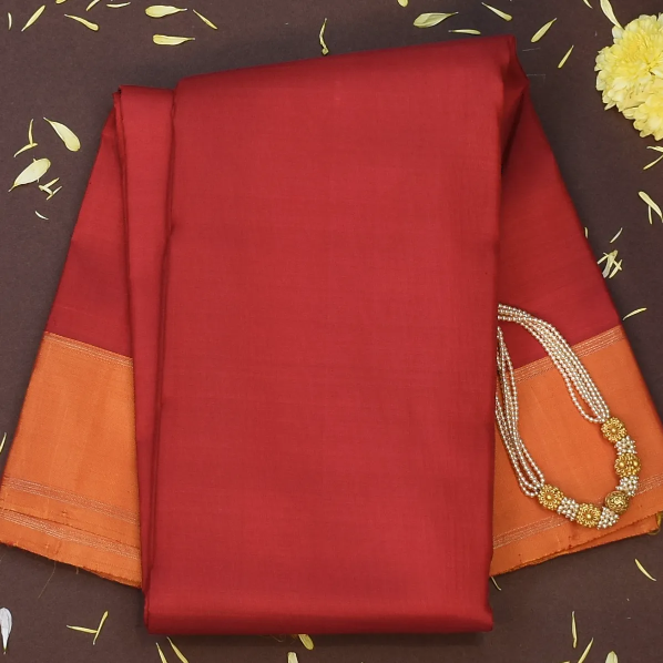 Kanchipuram Silk Raspberry Red Saree with Blouse