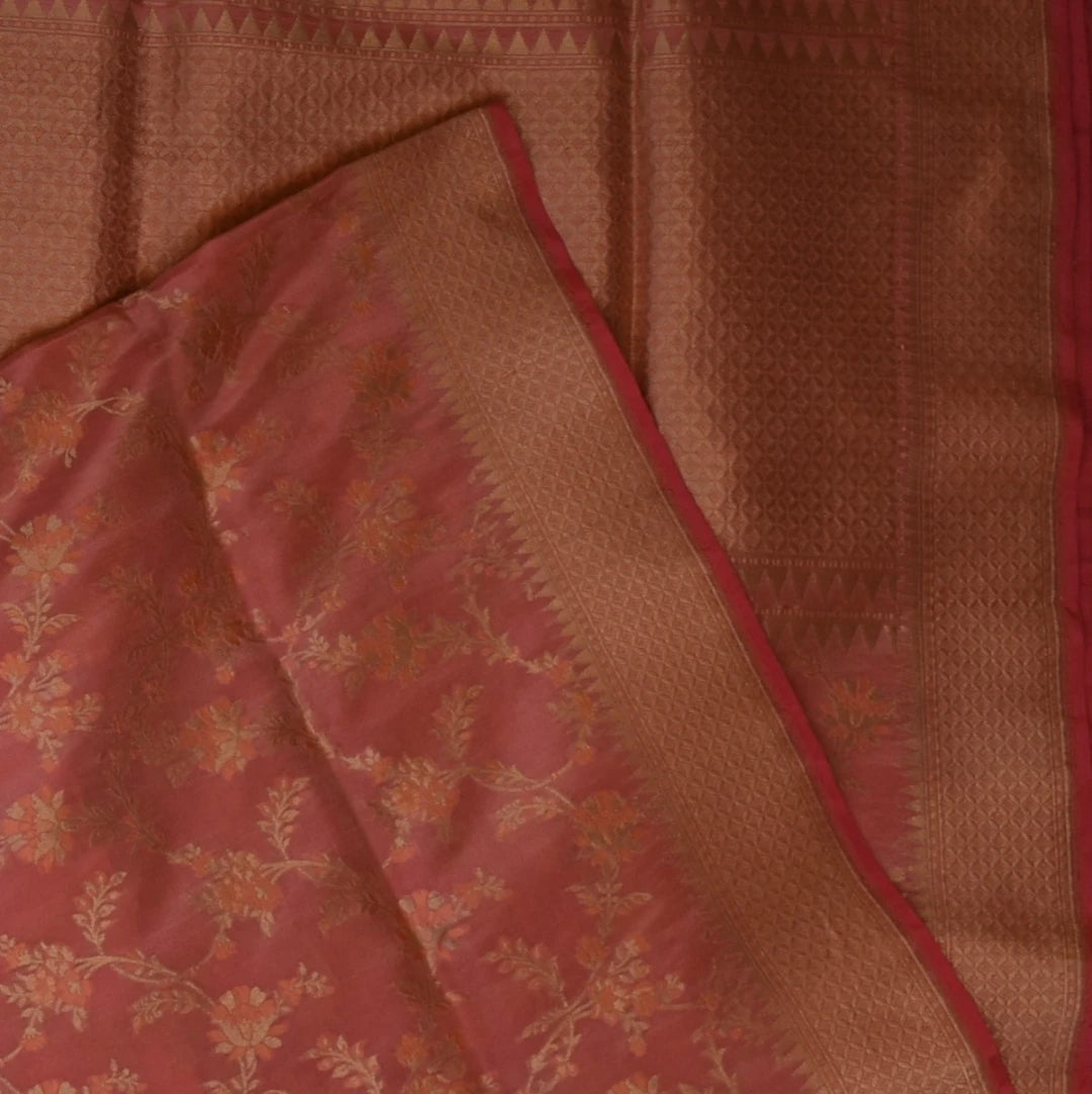 Banarasi Peach Saree Jaal Design with Blouse