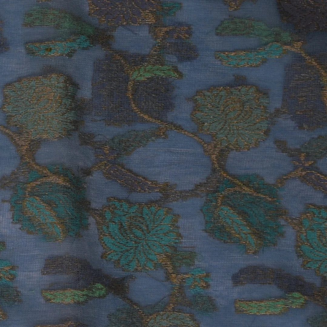Banarasi Aqua Blue Jari Boarder with Blouse