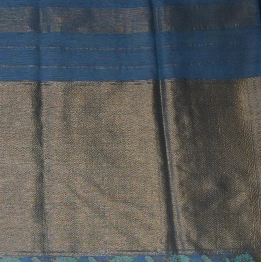 Banarasi Aqua Blue Jari Boarder with Blouse