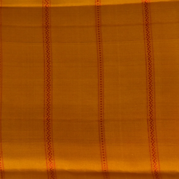 Kanchipuram Silk Bright Orange Saree with Blouse