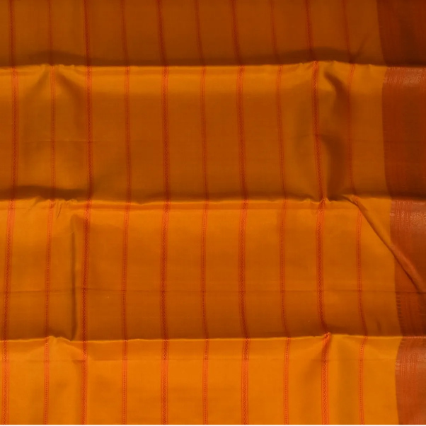 Kanchipuram Silk Bright Orange Saree with Blouse