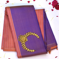 Kanchipuram Silk Royal Purple Saree with Blouse