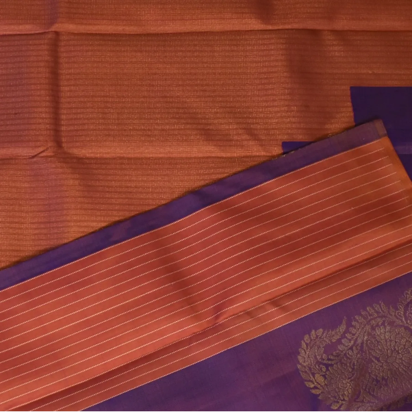 Kanchipuram Silk Royal Purple Saree with Blouse