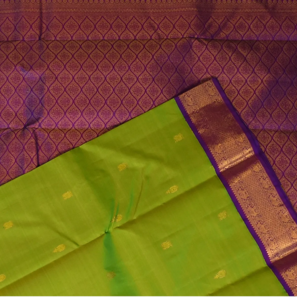 Kanchipuram Silk Lime Green Saree with Blouse