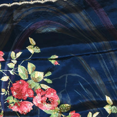 Crepe Navy Blue Saree with Blouse