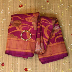 Banarasi Tussur Silk Pink Saree With Thread Work Boarder with Blouse