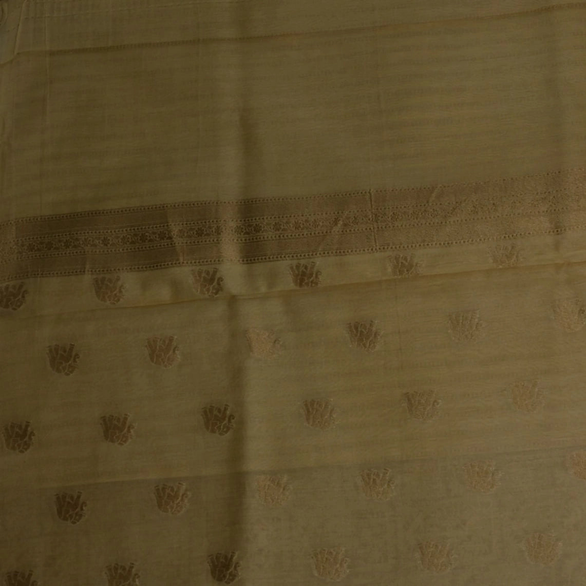 Pale Gold Benares Chanderi Saree with Full Zari Work