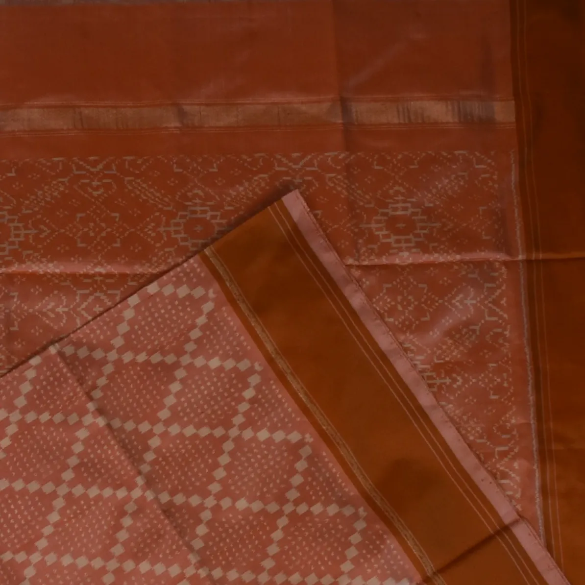 Pochampally ikkat Redwood Saree with Blouse