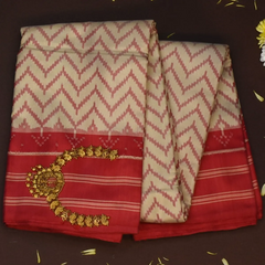 Pochampally ikkat Antique Gold Saree with Blouse