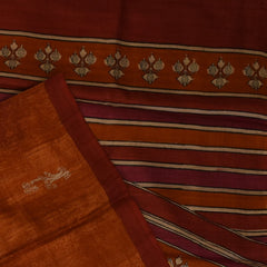 Tussar Silk Spiced Orange Saree with Blouse