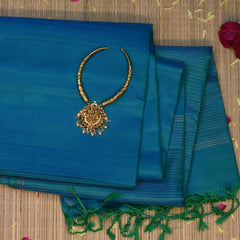 Pure silk Ocean Blue Saree with Blouse