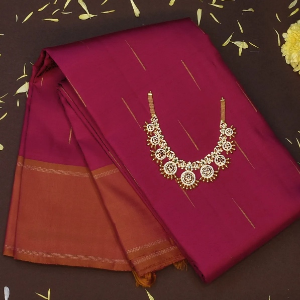 Kanchipuram Silk Deep Wine Red Saree with Blouse