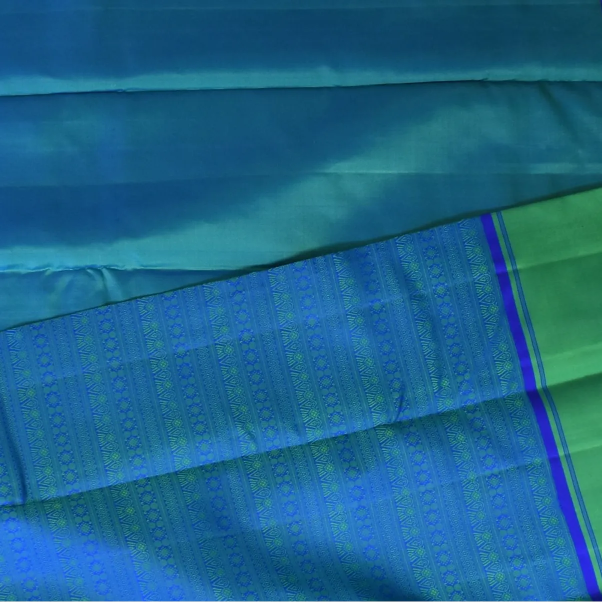 Kanchipuram Silk Azure Blue Saree with Blouse